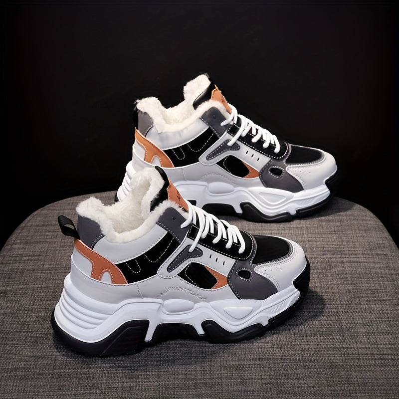Winter Fleece Lined High Top Platform Sneakers Women's Shoes