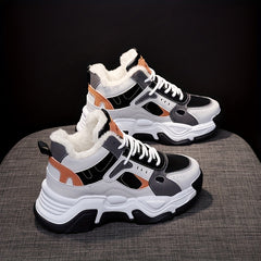 Winter Fleece Lined High Top Platform Sneakers Women's Shoes