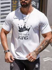 Crown & Like A King Graphic Crew Neck Tee for Men