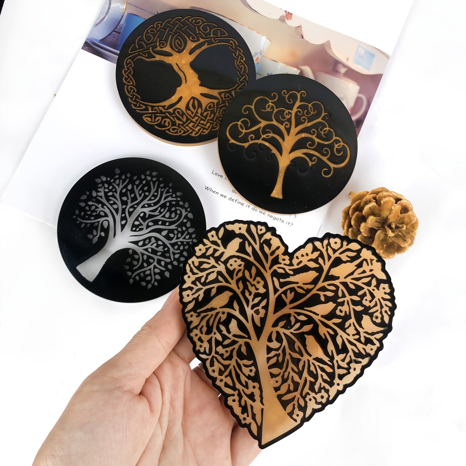 Resin Tree Of Life Coaster Silicone Molds for Epoxy DIY Art Craft