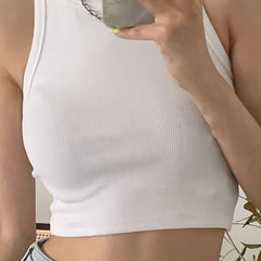Ribbed Tank Top Crew Neck Sleeveless Lingerie