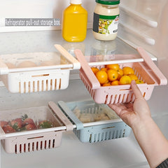 2pcs Fridge Drawer Organizer Retractable Drawer Refrigerator Storage Box
