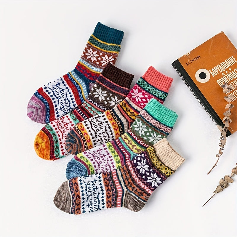 Ethnic Style Print Socks Women's Mid Tube Stockings