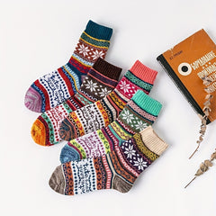 Ethnic Style Print Socks Women's Mid Tube Stockings