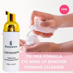 Lash Shampoo 60ml & 2 Brushes Eyelash Cleanser for Extensions & Lashes