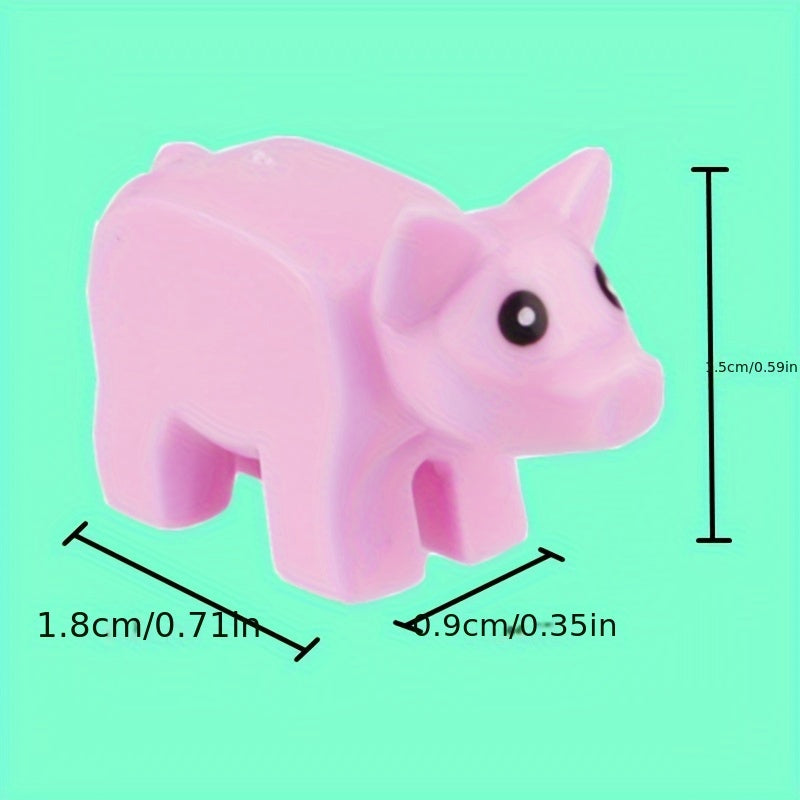 5pcs Mini Building Block Pink Piglet Farm Decoration DIY Animal Park