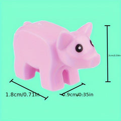 5pcs Mini Building Block Pink Piglet Farm Decoration DIY Animal Park