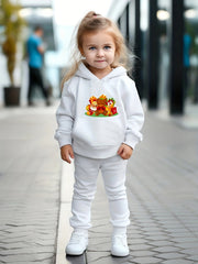 OERYUI Christmas Bear Print 2pcs Girls Hoodies Jogger Pants Set