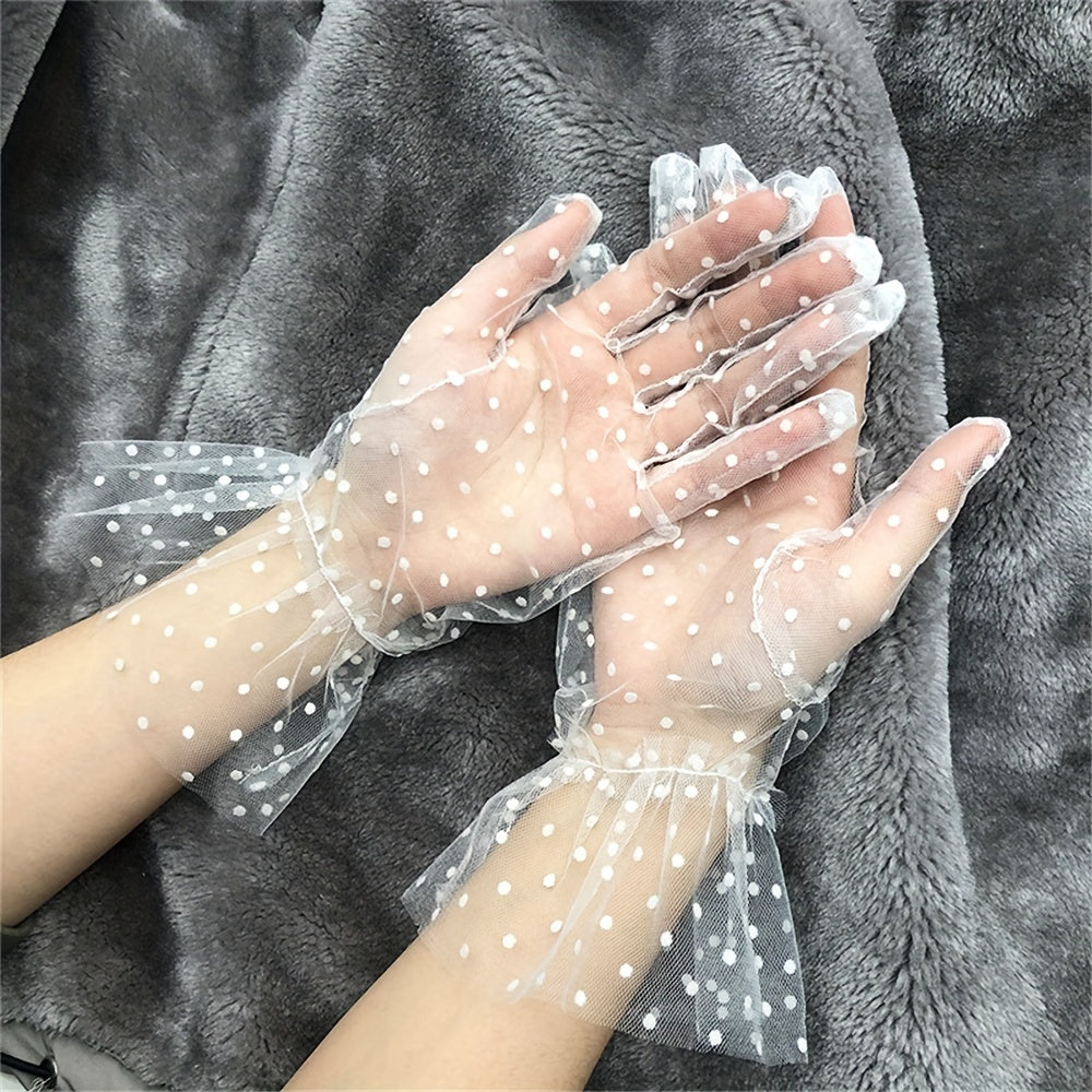 Transparent Dot Mesh Gloves Sunscreen Lace Gloves