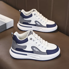 Boy's Lace Up Soft Sole Patchwork Sneakers | Comfy Non Slip Shoes