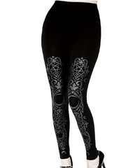 Gothic Leggings Women's Plus Graphic Print Slim Fit Leggings