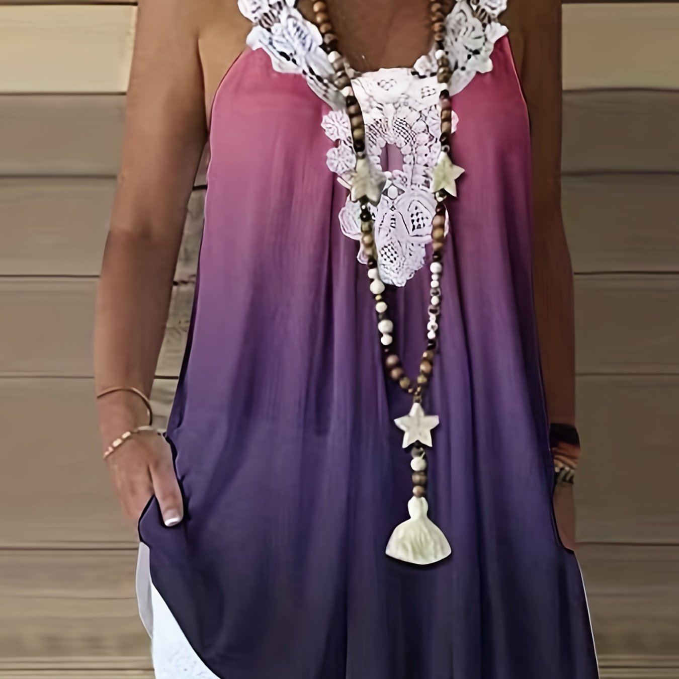 Gradient Lace Splicing Ruched Tank Top Sleeveless Cami