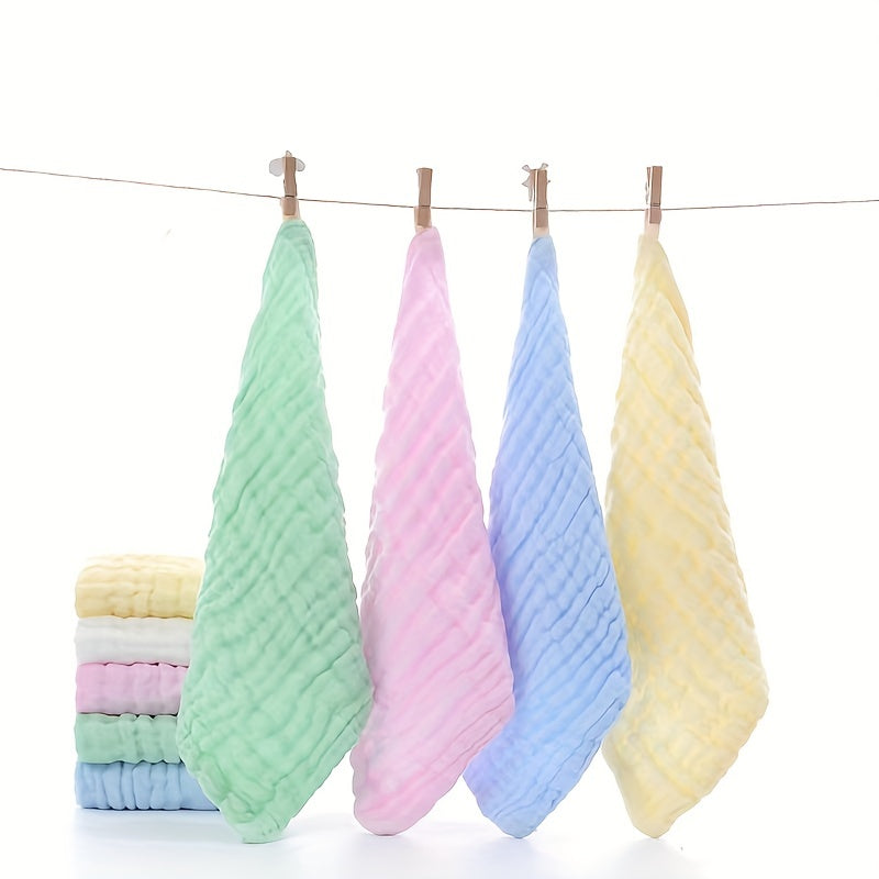 6 Layer Pleated Handkerchief Baby Towel, Printed Face Towel For Children