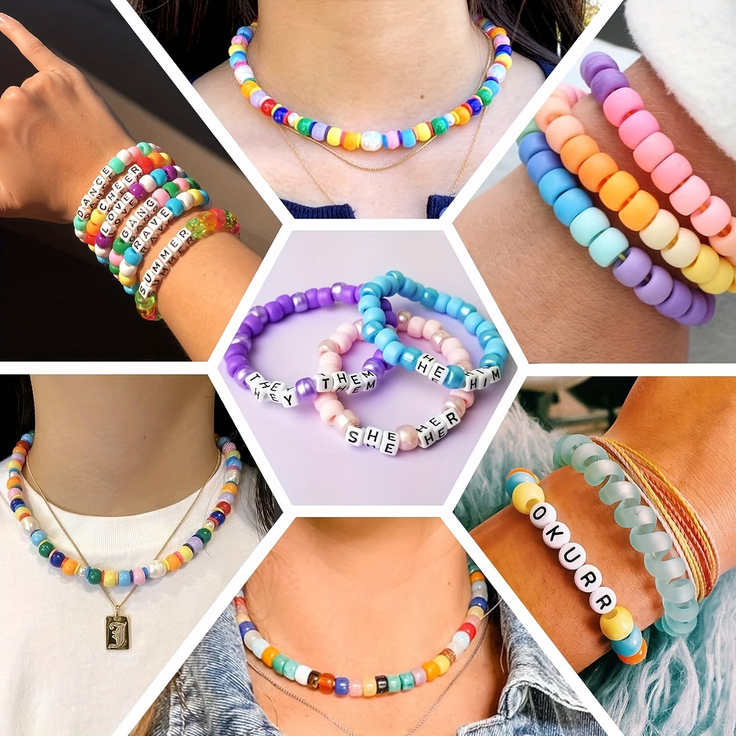 1000pcs Pony Beads Letter Beads Kit 24 Colors Pony Beads Bracelet Beads