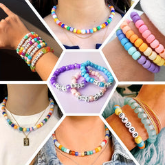 1000pcs Pony Beads Letter Beads Kit 24 Colors Pony Beads Bracelet Beads