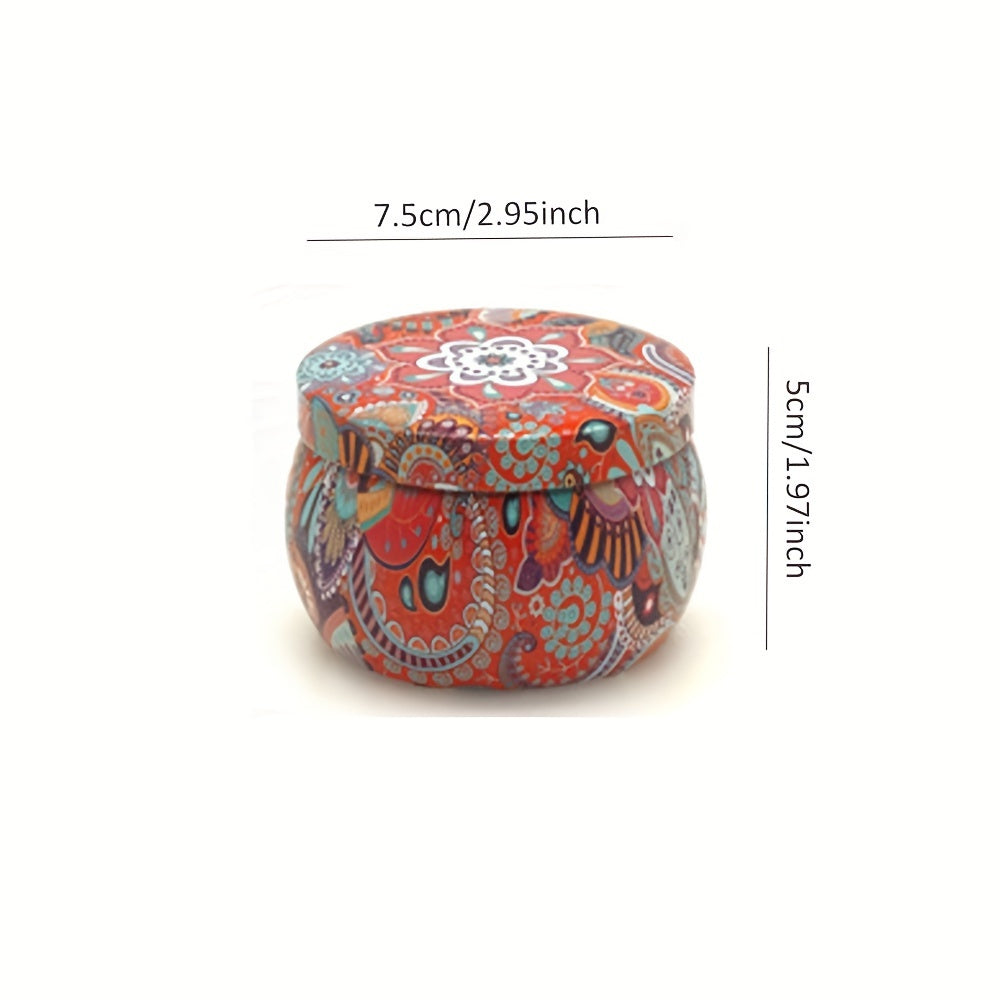 6PCS Flower Pattern Metal Jar Storage Box