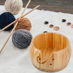 Vintage Yarn Storage Container Wooden with Holes Crochet Kit Basket