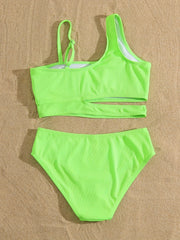 Mom and Daughter Asymmetric Swimsuit Set for Summer Fun