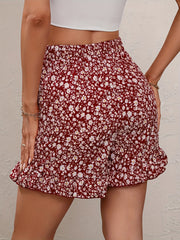 Floral Print Wrap Tie Shorts Casual Skort For Spring & Summer