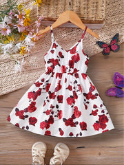 Baby Girl Flower Print Strap Dress