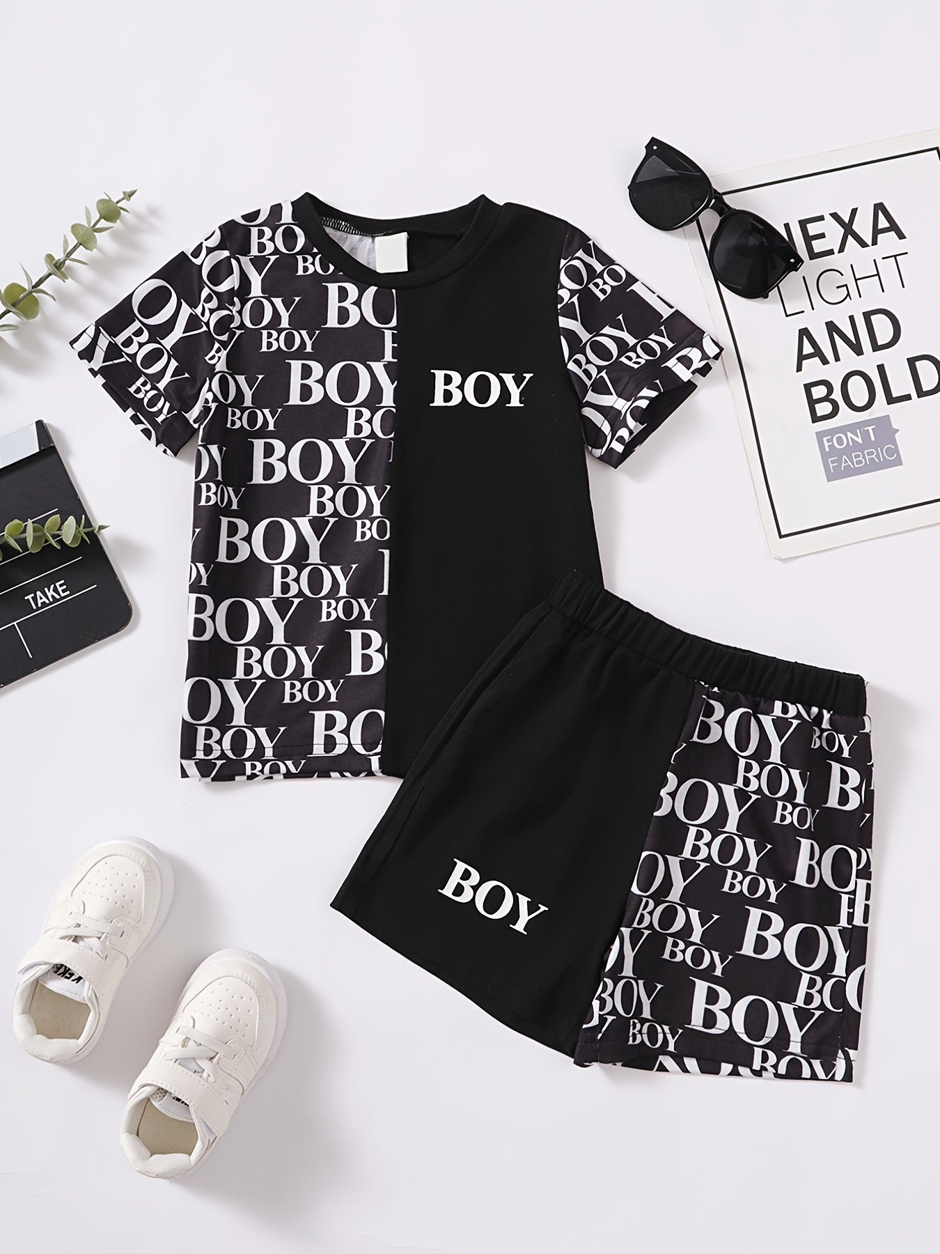 Boys Letter Pattern T-shirt & Shorts Set Summer Clothes