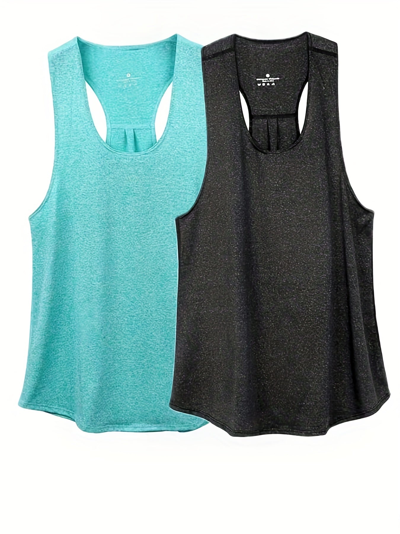 2pcs Solid Running Casual Sports Racerback Tank Top Women's Summer Tops