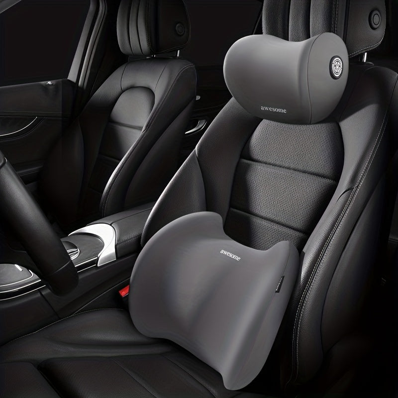Universal Memory Foam Car Headrest Waist Support Pillow Gray