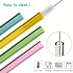 4pcs Reusable Glass Straws Eco Friendly Drinking Straws For Smoothie Milkshake