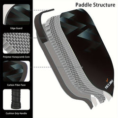 Carbon Fiber Pickleball Paddles Set with 2 Paddles, 4 Balls, Storage Bag