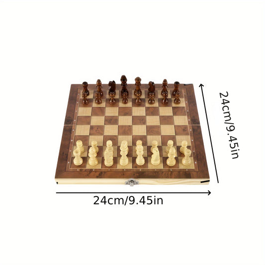 Wooden Checkerboard Puzzle Chess Set