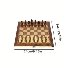 Wooden Checkerboard Puzzle Chess Set