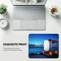 Night Time Serene Dock Lights Mouse Pad Non Slip Rubber Base