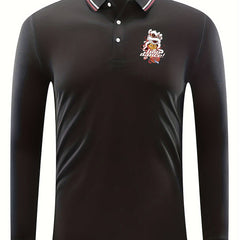 Lion Dance Pattern Men's Casual Comfy Long Sleeve Shirt