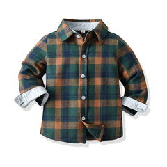 Baby Boys Plaid Shirts Button Down Long Sleeve Kids Clothes