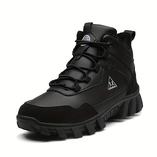 Faux Leather Snow Boots Round Toe High Top Thermal Snow Shoes