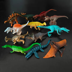 12pcs Dinosaur Simulation Models Rubber Sandbox Toys