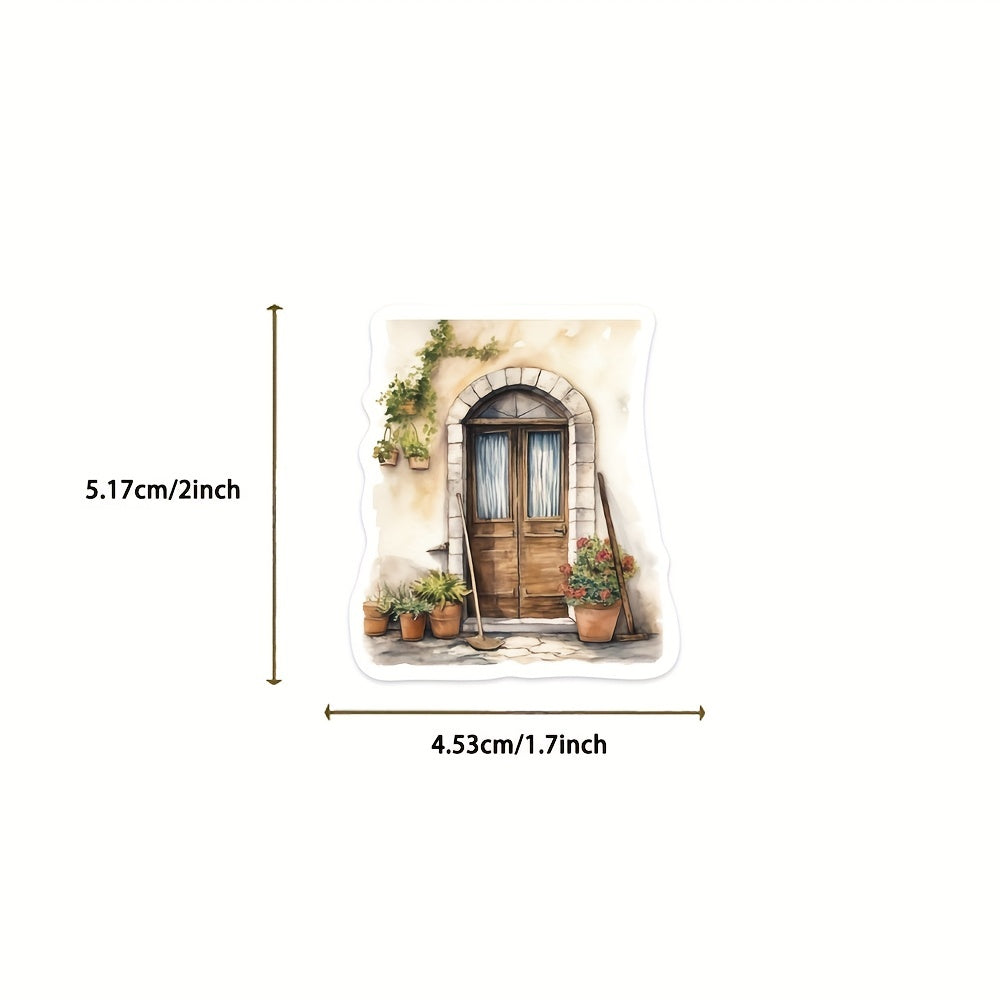 50pcs Cartoon Flower Door And Cat Stickers Waterproof Vinyl Stickers