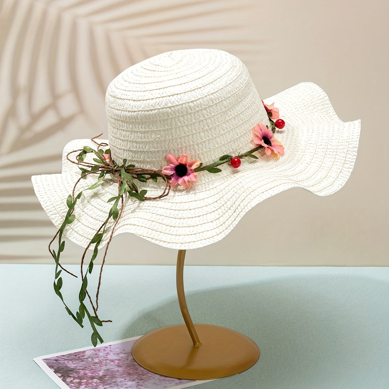 Ruffles Brim Sun Hat Easter Garland Straw Hat