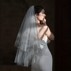 Double Layer Bridal Head Veil with Comb