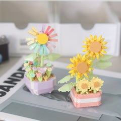 DIY Building Blocks Flower Potted Plant Toy Desktop Decorative Ornament