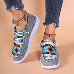 Women's Geometric Pattern Low Top Sneakers Lightweight Casual Shoes