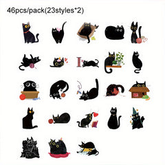 46pcs Cat Self-adhesive Boxed Stickers for Scrapbook Decor
