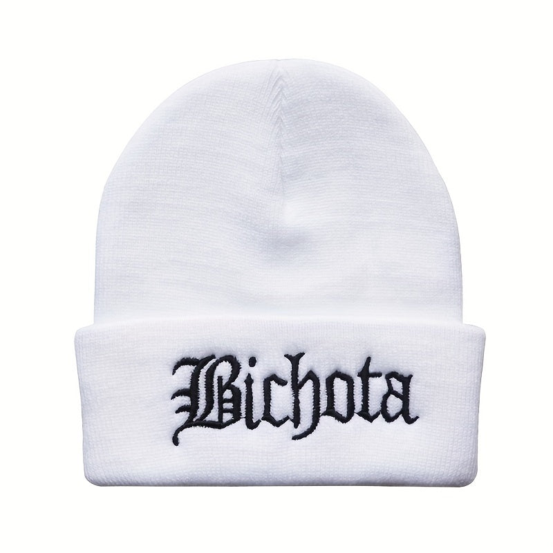 Men's BICHOTA Letter Embroidered Cold Hat Street All match Wool Beanie