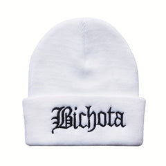 Men's BICHOTA Letter Embroidered Cold Hat Street All match Wool Beanie