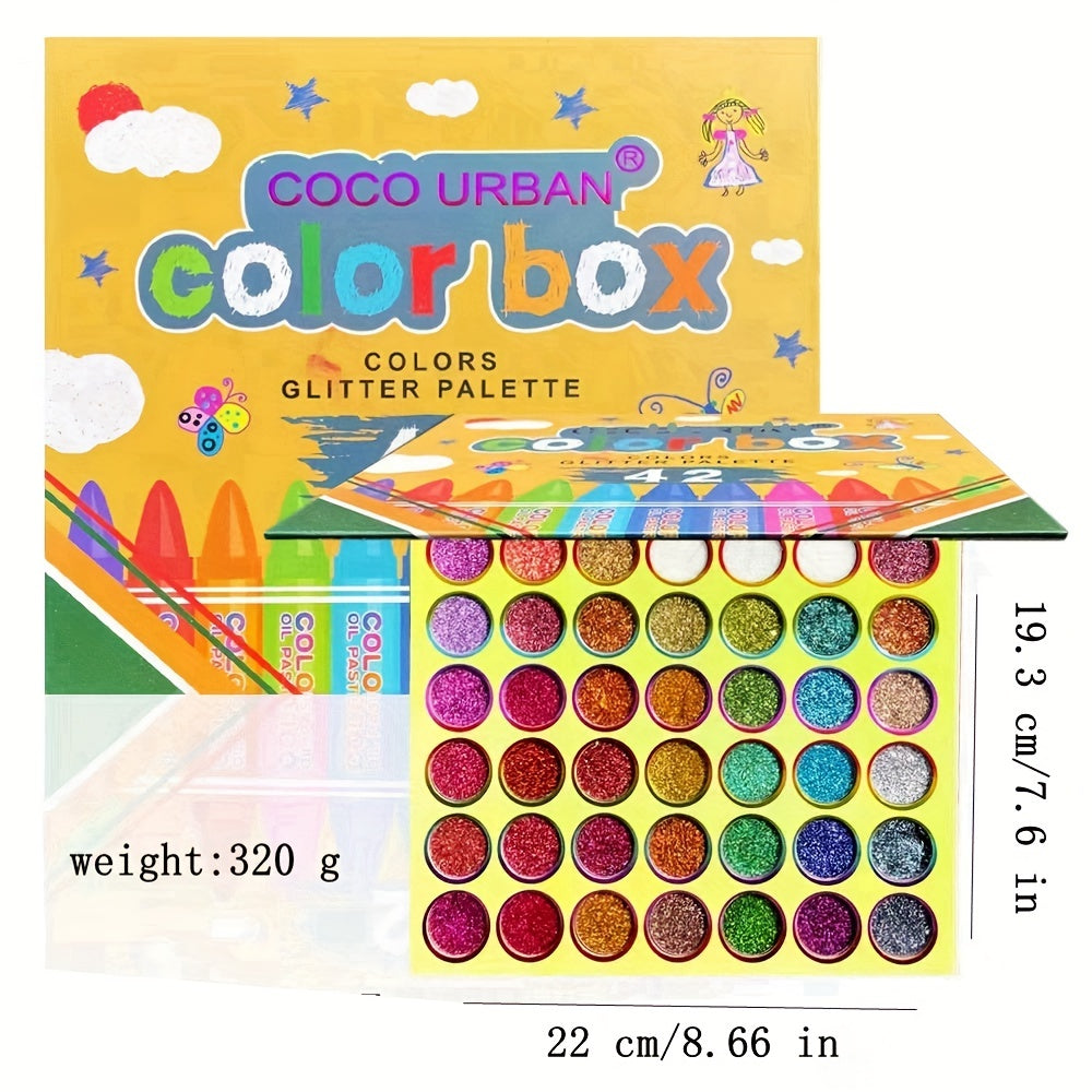 42 Colors Glitter Sequin Eyeshadow Palette for Cosplay Halloween Dance Party