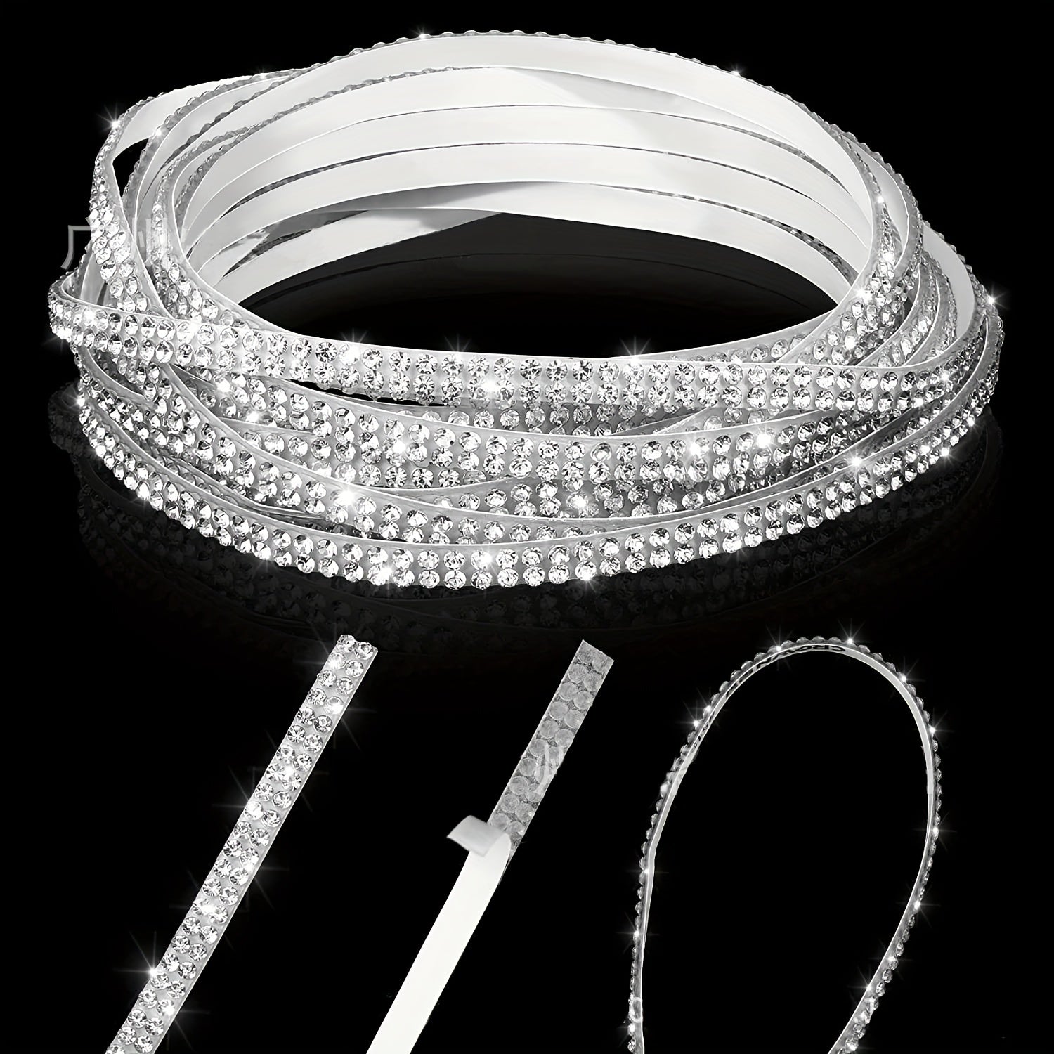Car Set Bling Rhinestone Sticker DIY Car Decoration Self-adhesive Strip