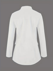 Solid Stand Collar Button Front Blazer for Women