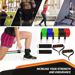 11pcs Resistance Band Set for Full Body Workouts Pilates Yoga Fitness