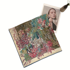 Vintage Silk Scarf Plant Print Large Square Bohemia Shawl Bandana