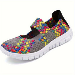 Women's Braided Walking Shoes Comfortable Slip On Casual Sock Shoes
